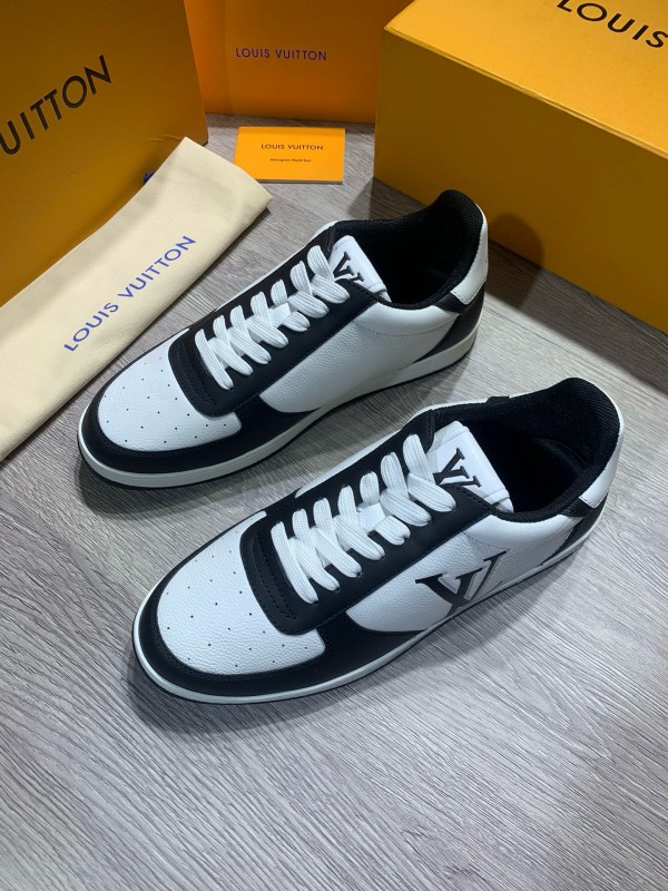 2024 Unisex Louis Vuitton Black White Nappa Calf Leather Sneaker High Frequency Logo MJ00380