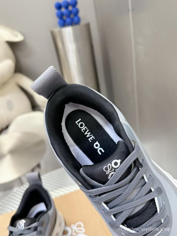 2025 Women Loewe Grey Mesh Leather Sneakers CloudTec Phase