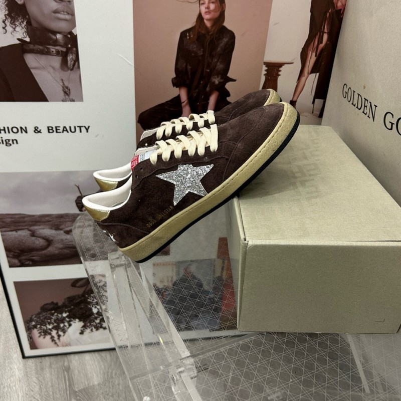 2024 Unisex GGDB Brown Silver Suede Leather Sneakers MJ00260