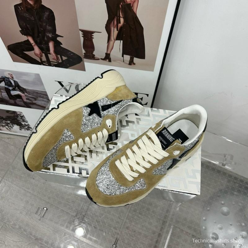 2024 Unisex GGDB Silver Beige Suede Glitter Star Sneakers 