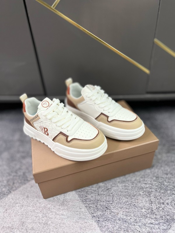 2024 Women Burberry White Beige Leather Sneakers MJ00251