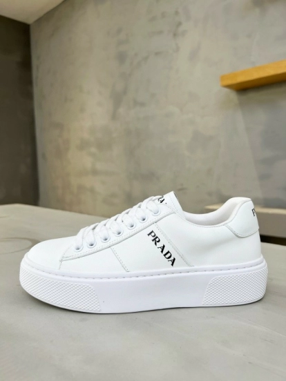 2024 Unisex Prada White Leather Sneakers MJ00310