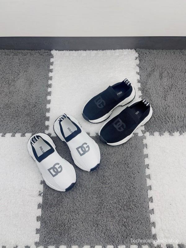 2024 Kids Dolce & Gabbana Black White Mesh Slip-On Sneakers