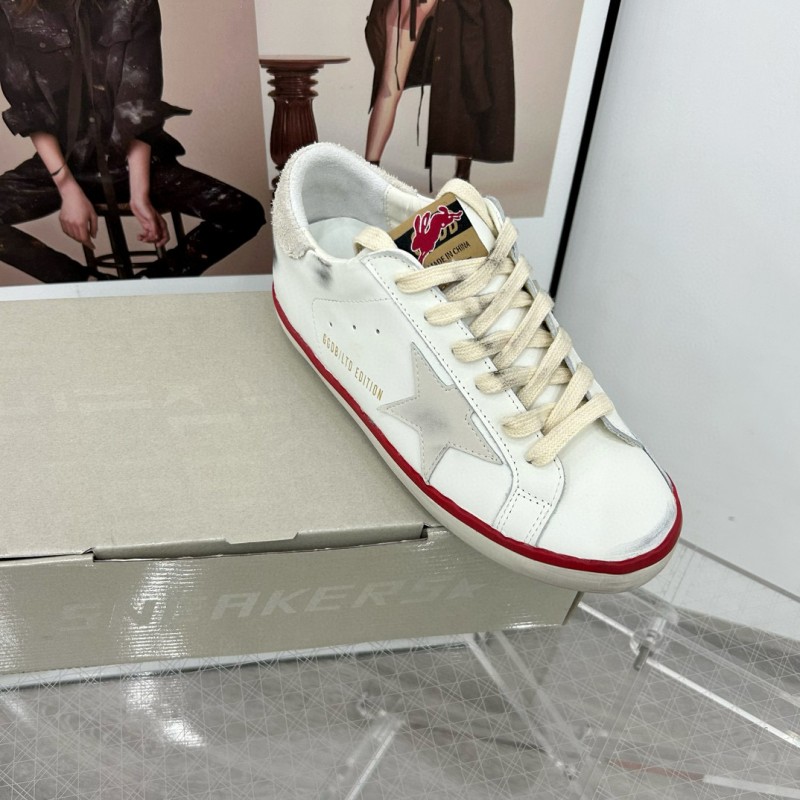 2025 Unisex GGDB White Red Original Leather Sneakers