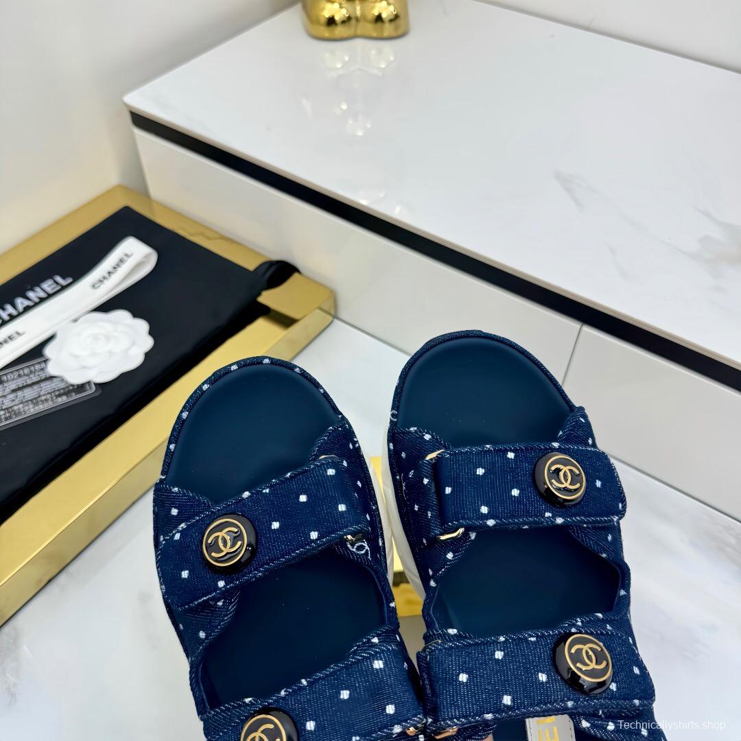 2025 Women Chanel Navy Denim Sandal Sneakers LY00330