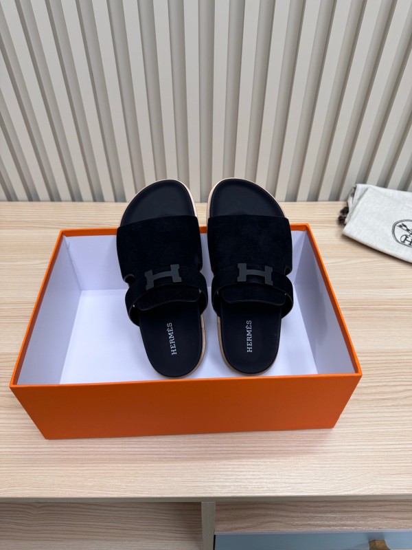 2025 Slippers Hermès Black Suede Sandals