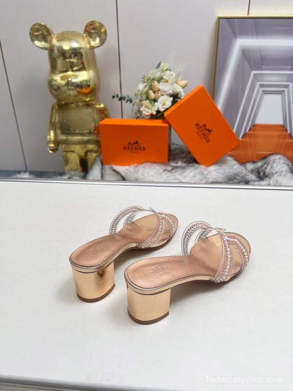 2025 Hermès Beige Leather Slippers MJ00180