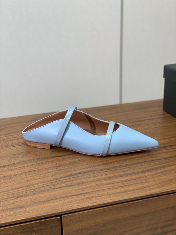 2025 Women Malone Souliers Light Blue Leather Flat Mule