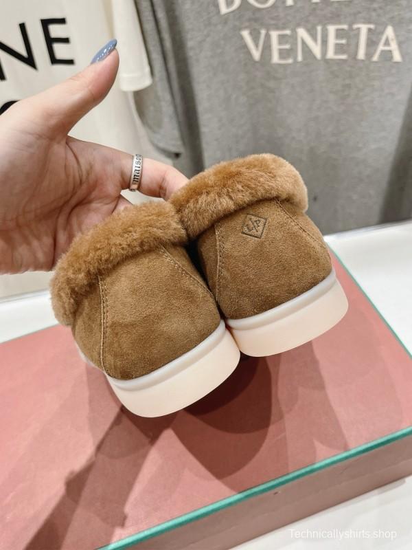 2024 Women Le Parmentier brown suede shearling loafers