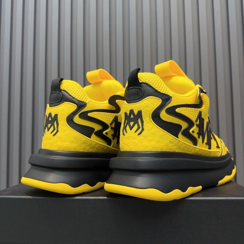 2024 Unisex Amiri Yellow Black Leather Sneakers MJ00410
