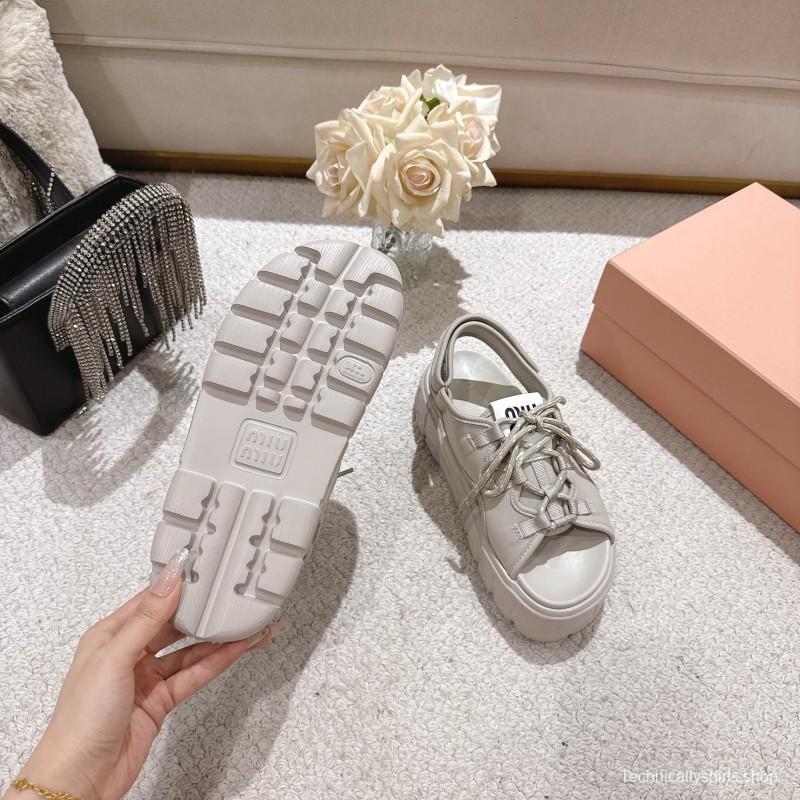 2025 Women Miu Miu White Lycra Sandals LY00280