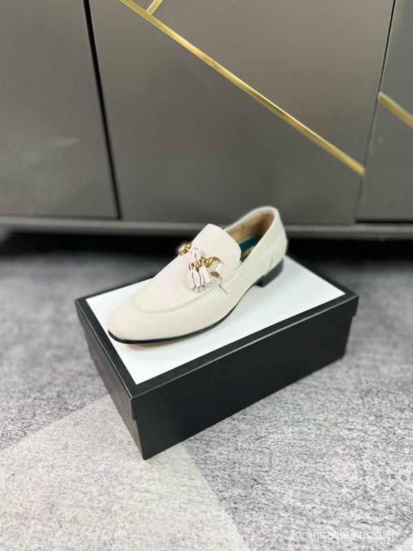 2024 Women Gucci White Suede Leather Loafers