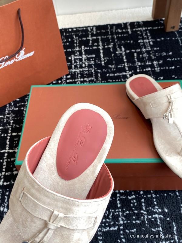 2025 Women Le Parmentier Beige Suede Slippers KFY00280