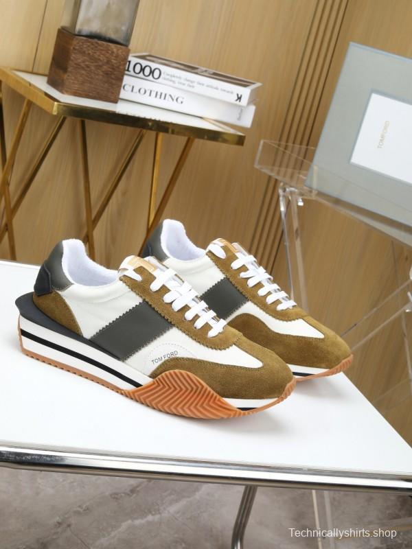 2025 Unisex TOM FORD White Black Brown Leather Suede Sneakers LY00360(LY00370)