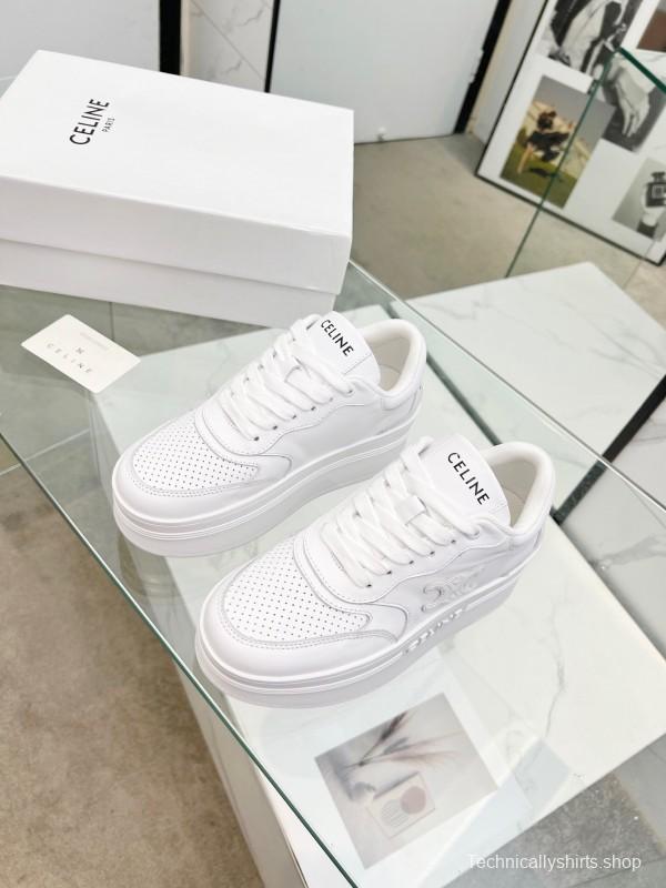 2025 Women CELINE White Leather Sneakers