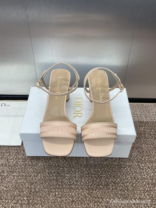 2025 Women Dior Beige Calfskin Heel Embroidery KFY00280