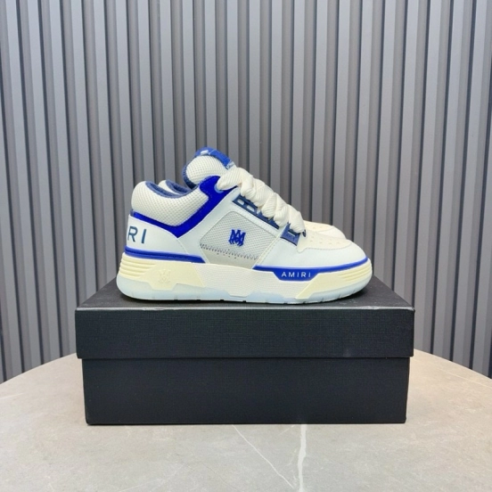 2024 Unisex Amiri White Blue Leather Sneakers MJ00360