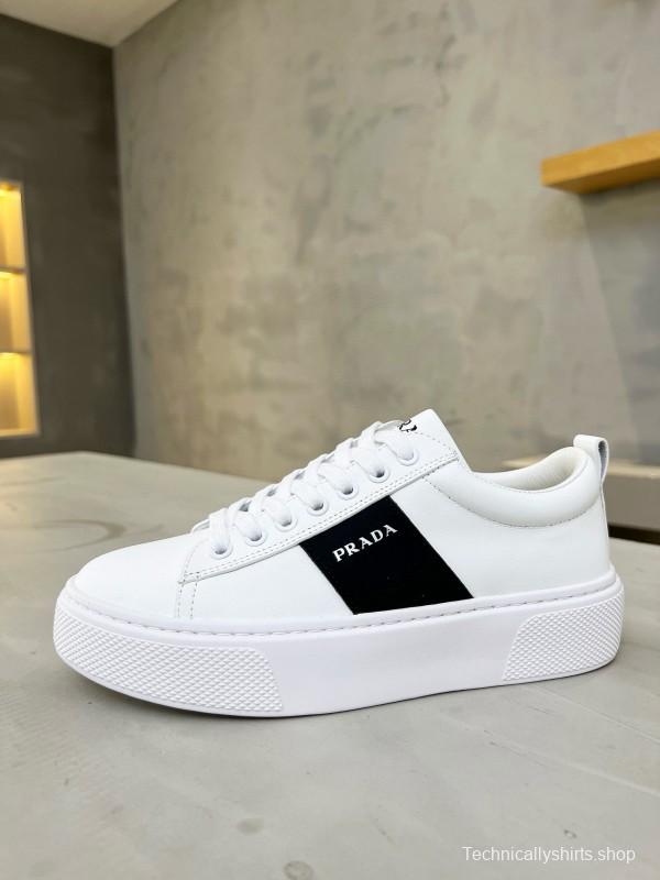 2024 Unisex Prada White Black Leather Sneakers MJ00310