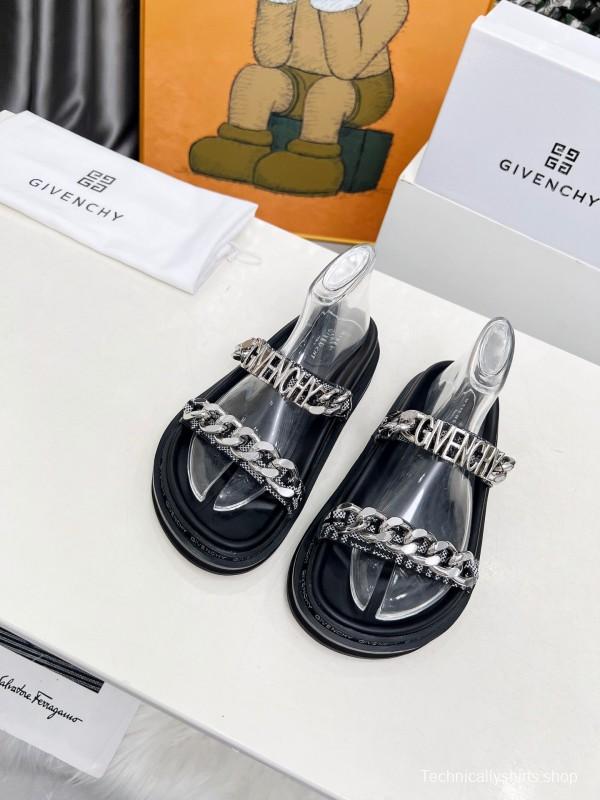 2025 Women Givenchy Black Transparent PVC Chain Sandals LY00250