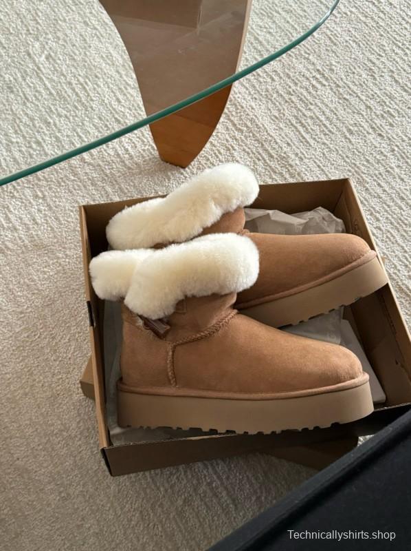 2024 Women UGG Antelope Brown Suede Shearling Short Boots MJ00170