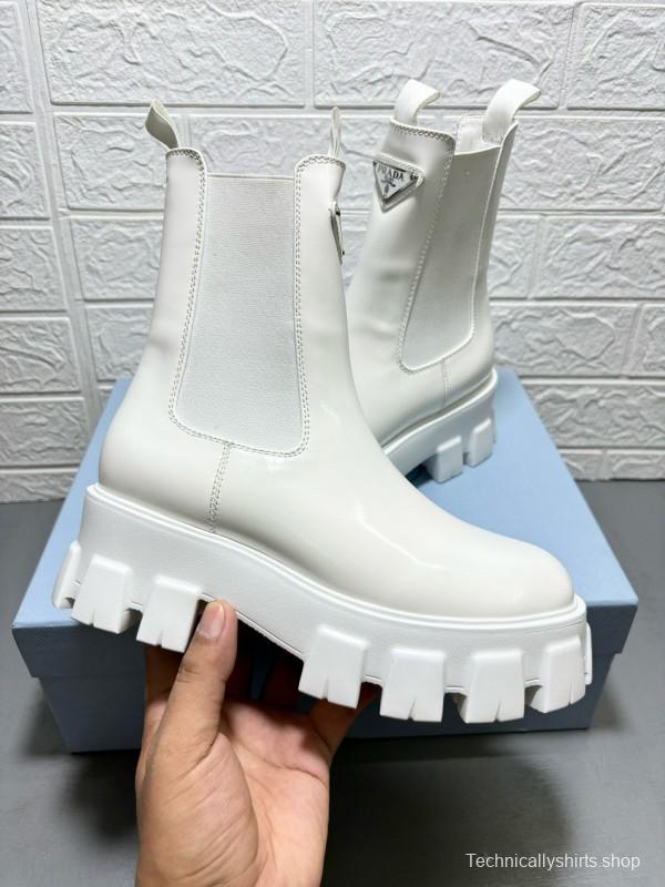 2024 Women Prada White Leather Boots MJ00380