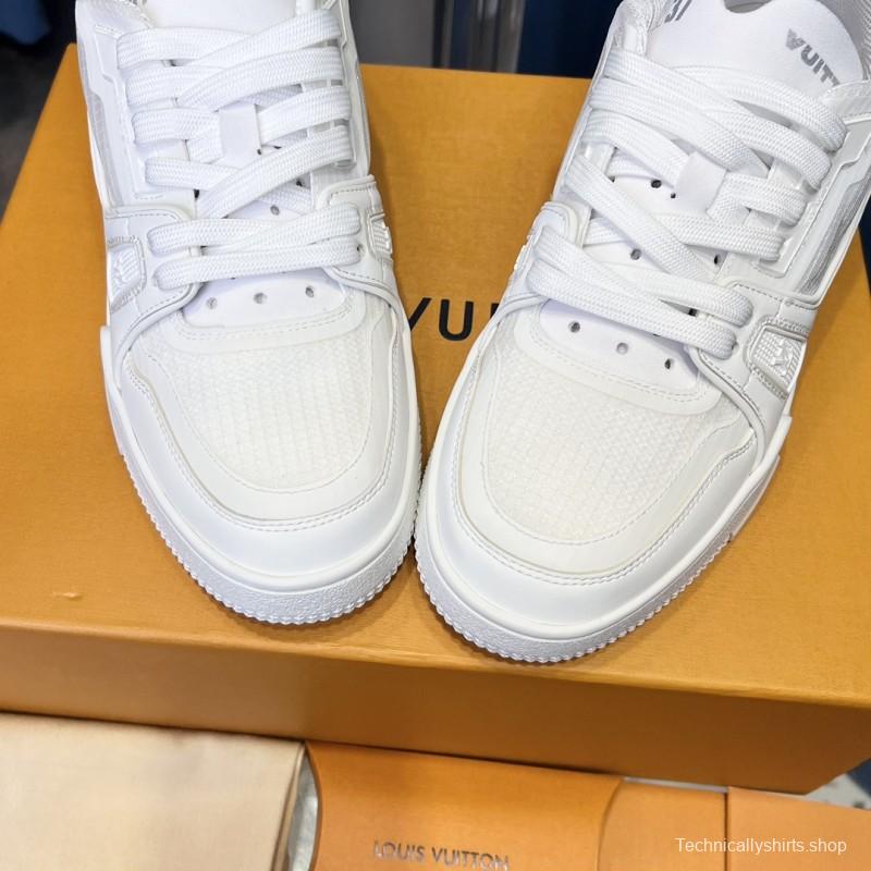2025 Unisex Louis Vuitton White Leather Trainer
