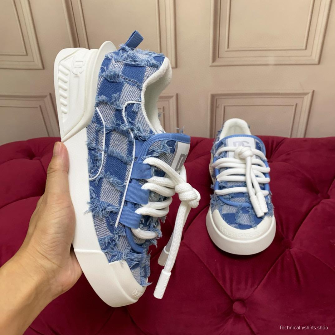 2024 Women Dolce & Gabbana Blue Denim Canvas Sneakers