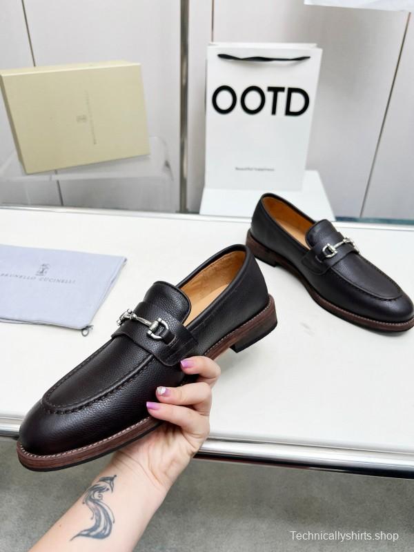 2024 Men Brunello Cucinelli Black Leather Loafers