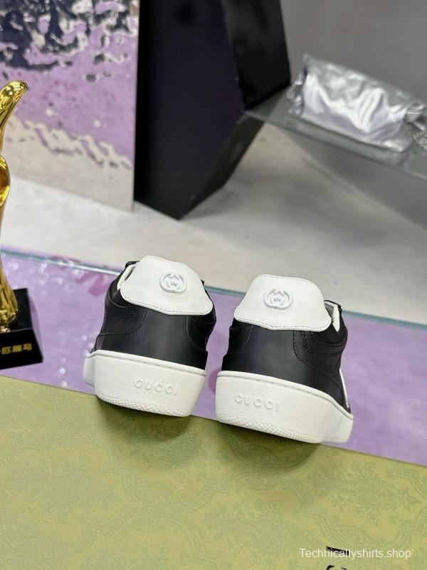 2024 Unisex Gucci Black White Leather Suede Sneakers MJ00310