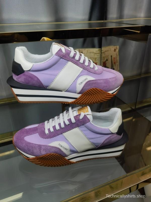 2025 Unisex TOM FORD Purple White Suede Leather Sneakers LY00360(F)/LY00370(M)