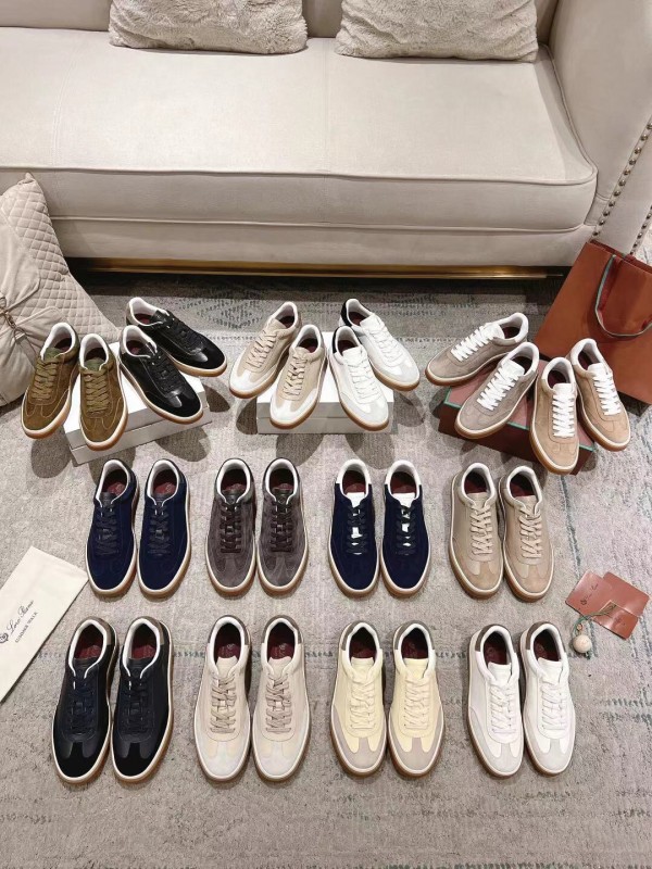 2025 Unisex Le Parmentier Beige White Soft Leather Sneakers Top Version LY00320(F)/LY00330(M)