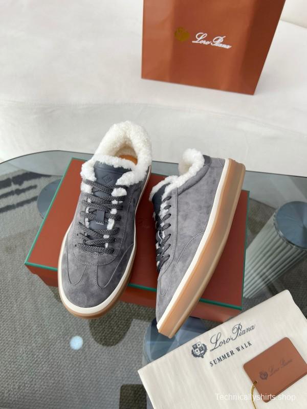 2024 Unisex Le Parmentier Grey Suede Rubber Low Top Sneakers MJ00350