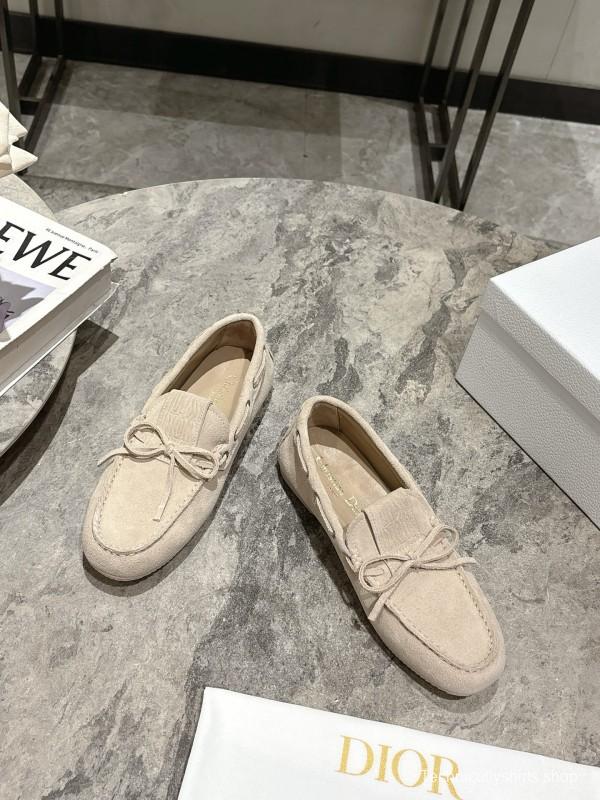 2025 Women Dior Beige Suede Loafers