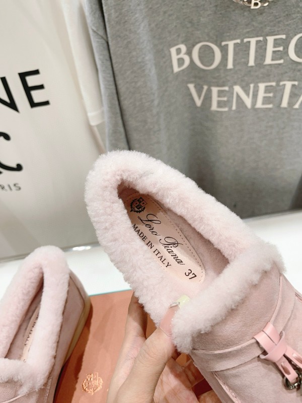 2024 Women LP Pink Suede Shearling Loafers MJ00300