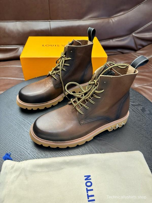 2024 Men Louis Vuitton Brown Calf Leather Boots MJ00440