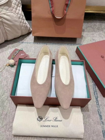 2025 Women Le Parmentier Pink Suede Ballet Flats