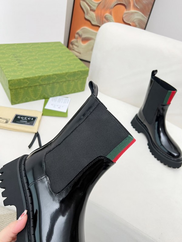 2024 Women Gucci Black Leather Boots MJ00340