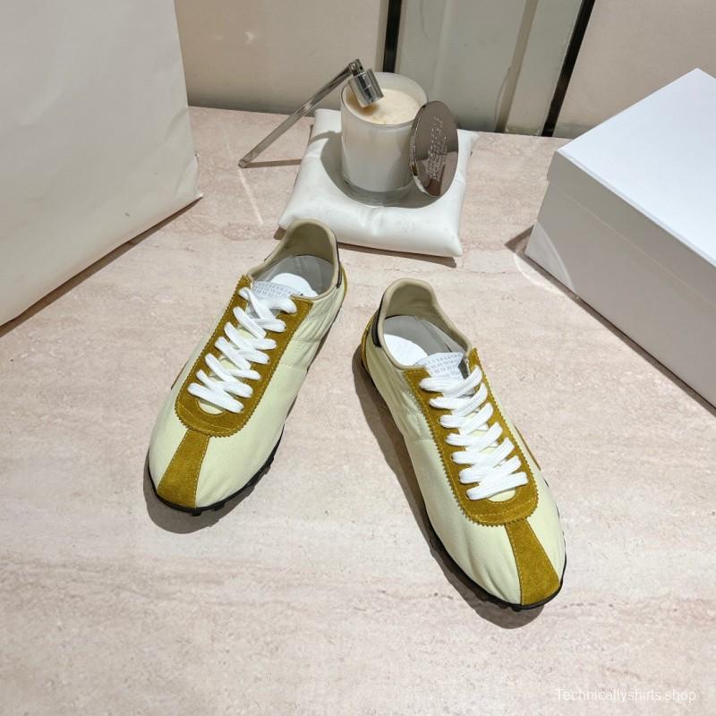 2025 Unisex MM6 Maison Margiela Yellow White Nylon Suede Sneakers