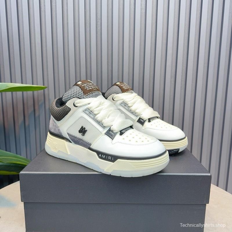 2024 Unisex Amiri White Grey Mesh Suede Sneakers MJ00360