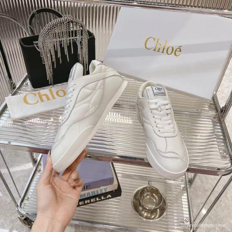 2025 Women Chloé White Leather Sneakers LY00300