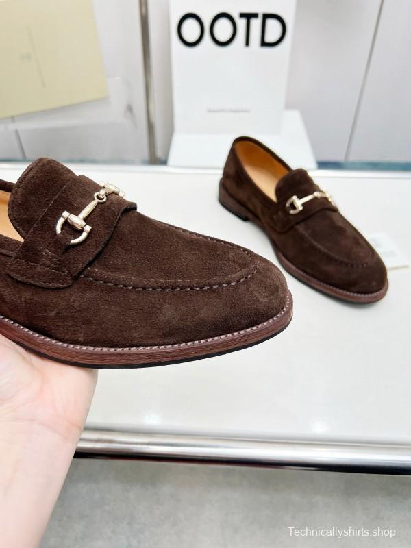 2024 Men Brunello Cucinelli Brown Suede Leather Loafers