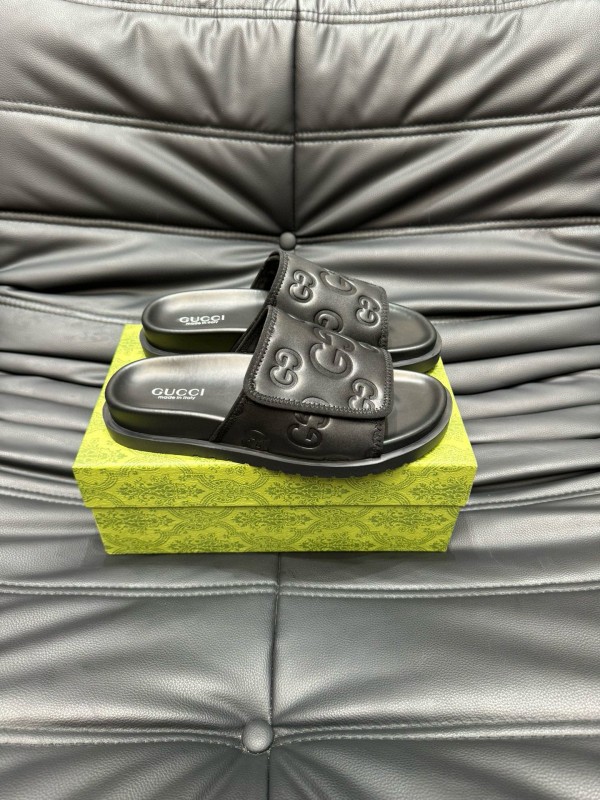 2024 GUCCI Black Leather Slippers MJ00200
