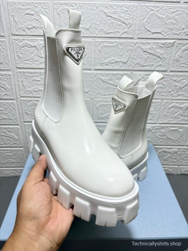 2024 Women Prada White Leather Boots MJ00380