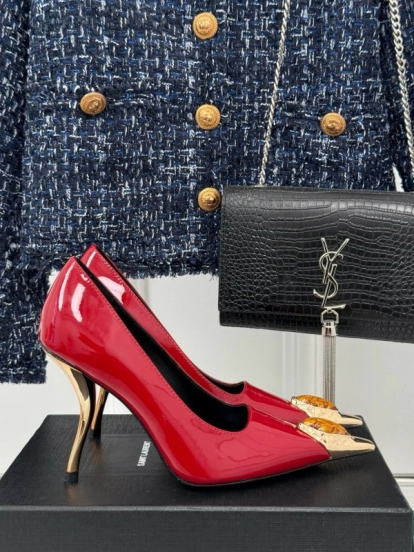 2024 Women Yves Saint Laurent Red Patent Leather Pumps MJ00330