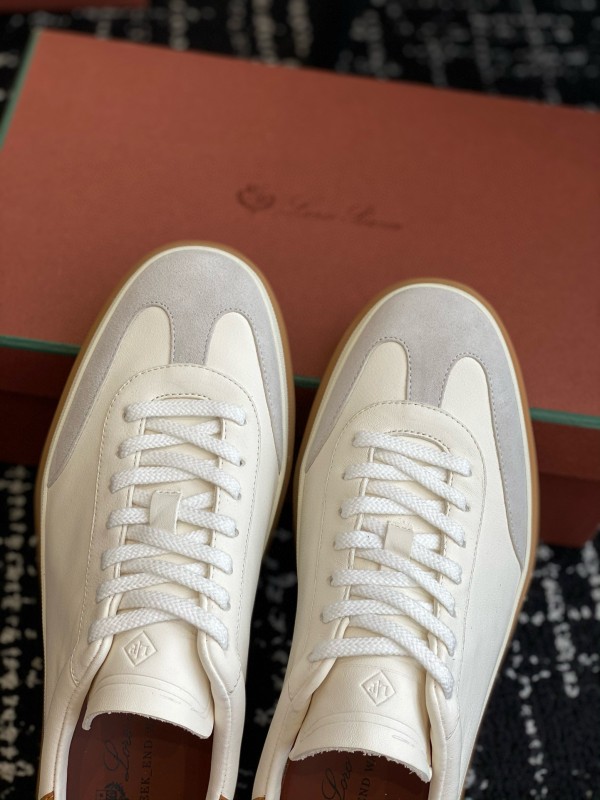 2024 Unisex Loro Piana White Beige Leather Calfskin Plimsolls MJ00320