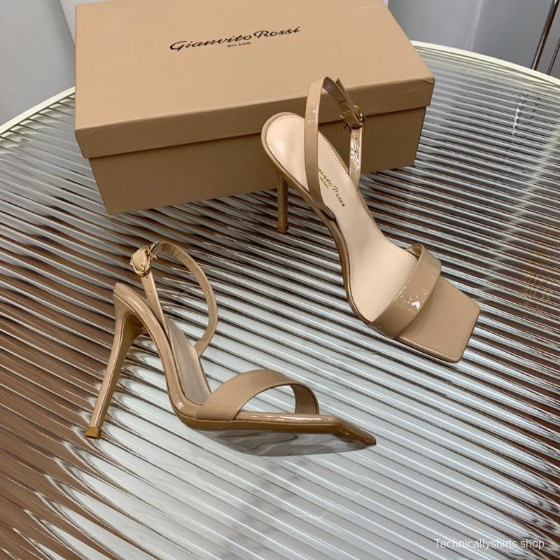 2025 Women Gianvito Rossi Beige Patent Leather Sandals