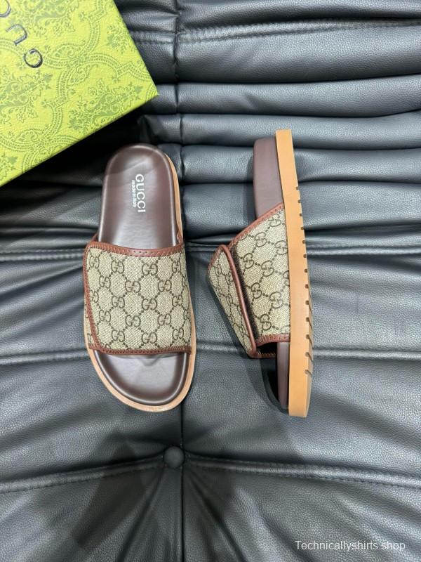 2024 Slippers Gucci Brown Canvas Slippers MJ00200