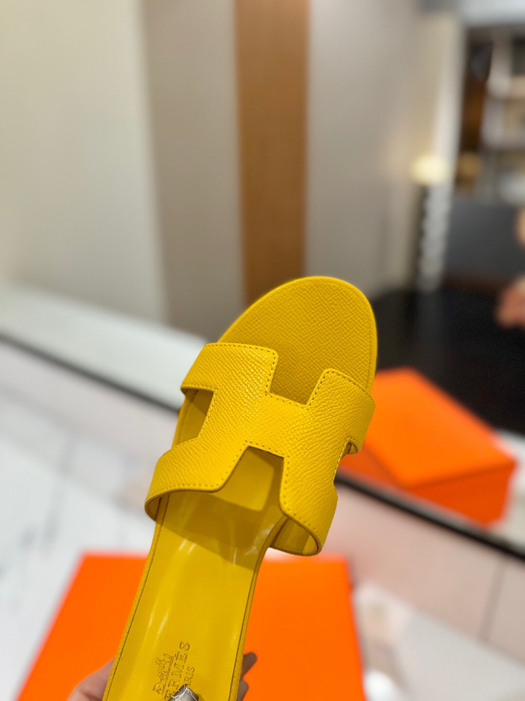 2025 Women Hermès Yellow Leather Sandals