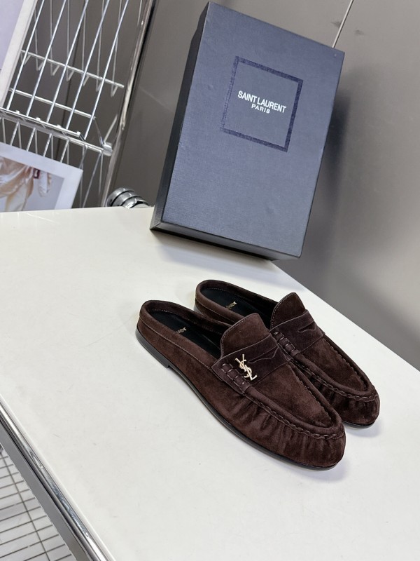 2025 Women Yves Saint Laurent Brown Suede Loafer