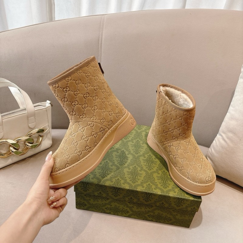 2024 Women Gucci Beige Suede Snow Boots MG00350